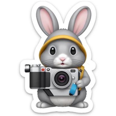 gray rabbit white camera sticker