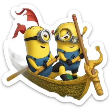 Minions on dragon boat  sticker