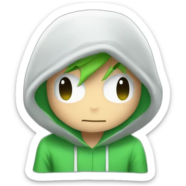 Anime Shy Guy with a Green Hoodie bloond hair and a Shy guy mask sticker