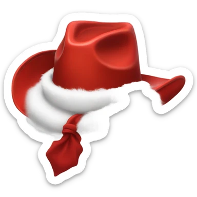red cowboy hat that mimics the style of a Santa hat that is red with white fur trim sticker