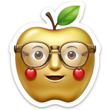 golden apple with glasses sticker