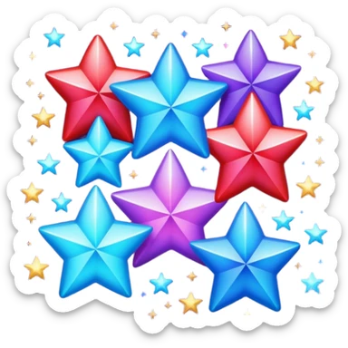 Sparkling shimmery red purple blue stars sticker