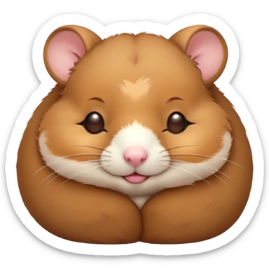 Meme-Worthy Cute Sleeping Brown Hamster Portrait Emoji, Head resting peacefully with a contented smile, showcasing a delightfully compact build and a luxuriously soft rich brown fur, eyes shut in a serene nap, Simplified yet hilariously adorable features, highly detailed, glowing with a soft, drowsy light, high shine, relaxed and utterly lovable, stylized with an air of playful laziness, bright and heartwarming, soft glowing outline, capturing the essence of a comically sleepy hamster, so meme-worthy it feels like it could instantly become the next viral sensation of adorable slumber! sticker