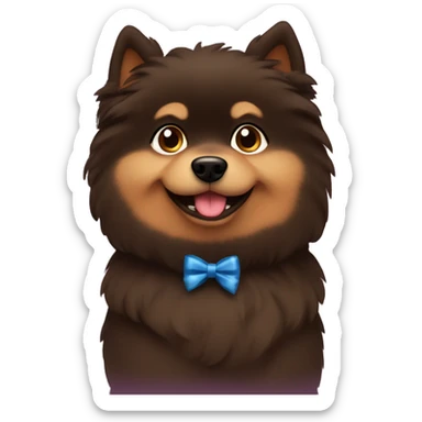 a little dark brown spitz with a New Year's bow around his neck. sticker