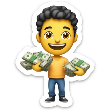 happy moments of a boy with money  sticker
