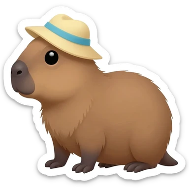 Capybara wearing a beach hat sticker