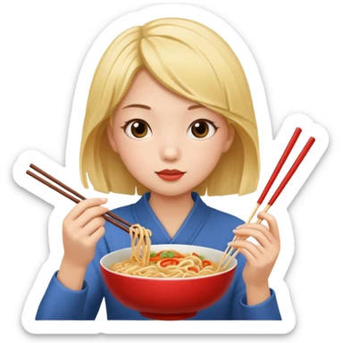 Show me a girl eating noodles  sticker