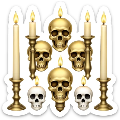 Dull brass gothic Victorian vintage lights and candles and skulls and scenery and decoration  sticker