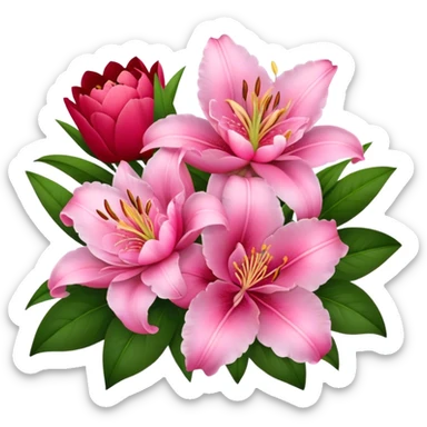 Pinke Lilien und rote Pfingstrosen sticker