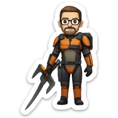 Gordon Freeman With Crowbar And HEV Suit sticker