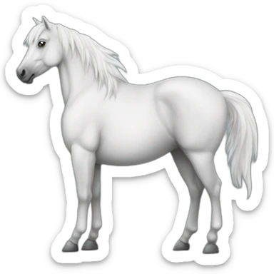 White stallion mustang wearing a grey key around the neck only necklace no mouth strap showing neck no lock sticker