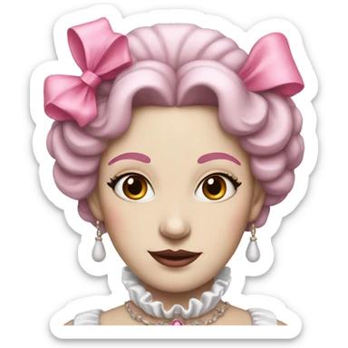 Renaissance lady with white face and pink makeup and bows  sticker