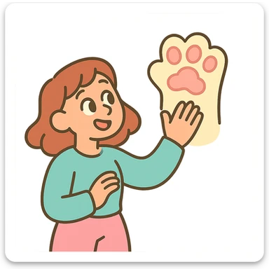 fluffy cat paw, pastel toon style, soft pastel colors, gentle and cute sticker