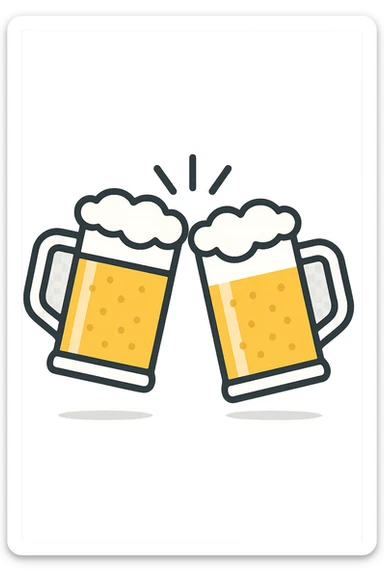 2 drink che fanno brindisi di birre senza mani sticker