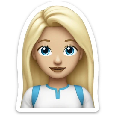 blonde girl withclean aesthetic outfit and with blue eyes sticker