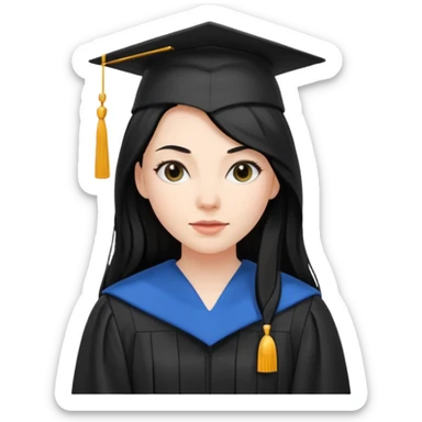 white woman graduate with long black hair sticker