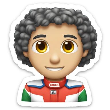 Crie um piloto de formula 1, loiro de, olhos verdes, marcacão vermelho, sorrindo e com os braços cruzados sticker