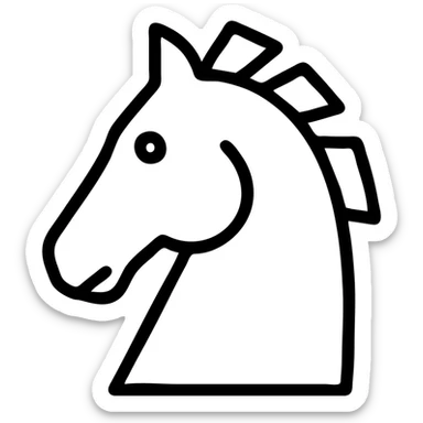 Hermes horse head, bold lines, premium look, black outlined icon style, no fill, strong and refined sticker