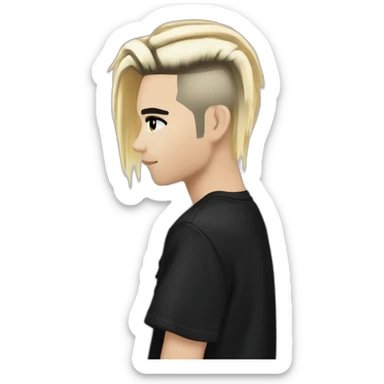 Bill Kaulitz black hair down with blonde highlights emo sticker