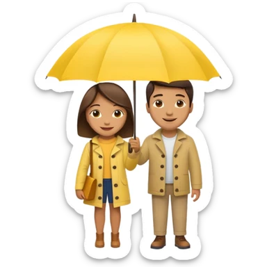 Couple under yellow umbrella sticker