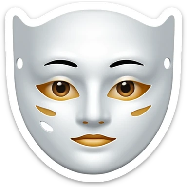 a sheet of white mask pack for face skincare beauty, transpalent holes at eyes and mouth, no real eyes and mouth sticker