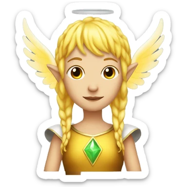 Yellow hair elf with angel halo made of fire sticker