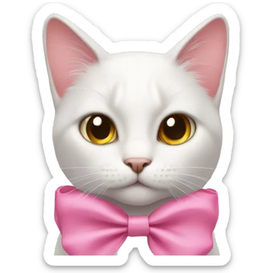 A white cat wearing pink bows  sticker
