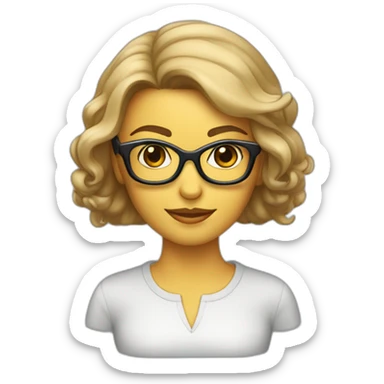 Femme coupe au carré, avec lunettes carrer sticker