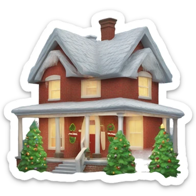 Realistic Christmas house sticker