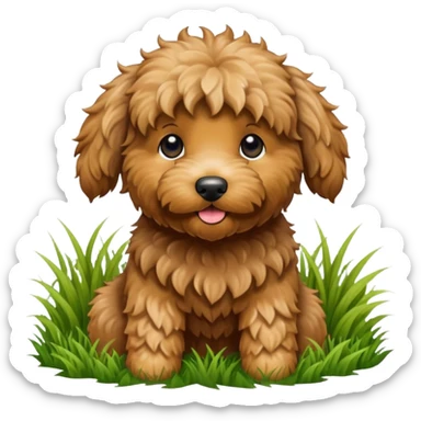 Black golden doodle that played in the grass  sticker
