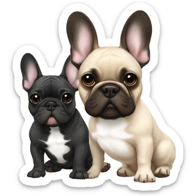 Beige French bulldog and black brindle French bulldog together ￼ sticker