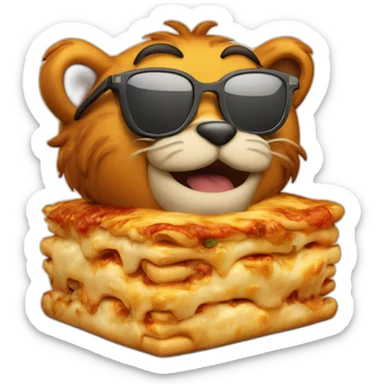 Garfield with sunglasses eating a lasagna sticker