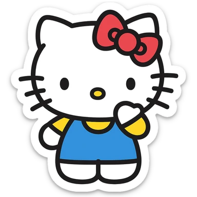 Hello Kitty colored icon with black outlines sticker