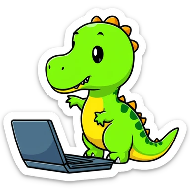 dinosaur using a computer sticker