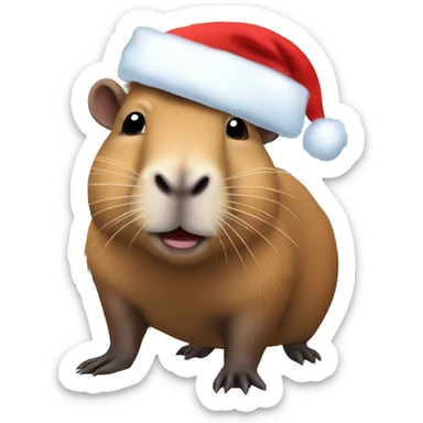 capybara with a santa claus hat sticker