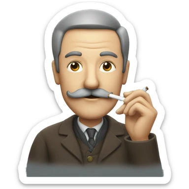 a middle aged man with moustache smoking a cigarette sticker