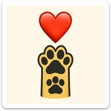 Make it apple style emojis: Stack the two black puppy paws vertically, keep the heart and original style sticker