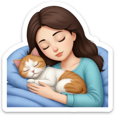 brunette girl sleeping with a persian cat sticker