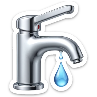 a faucet with a water droplet at the end sticker