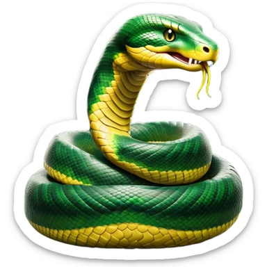 cinematic-anaconda-realistic-full-body-coiled-emoji,-thick-muscular-body-wrapped-in-powerful-loops,-smooth-green-and-black-patterned-scales-glinting-under-the-light,-head-raised-slightly,-piercing-golden-eyes-staring-intensely,-simplified-yet-realistic-focused-features,-highly-detailed,-glowing-with-an-almost-sarcastic-glow sticker