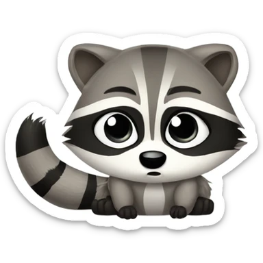 Raccoon sad waiting by phone for answer sticker