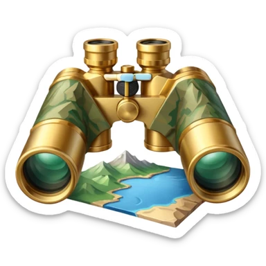 map with binoculars sticker