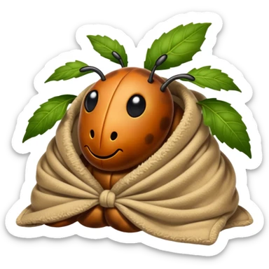 beetle wrapped in a blanket inside a shrub sticker