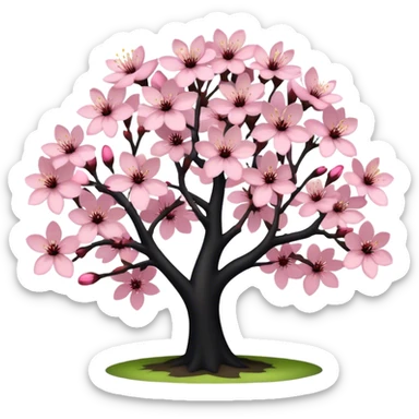 Black cherry blossom tree with black flowers sticker
