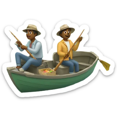 couple fishing in a boat sticker