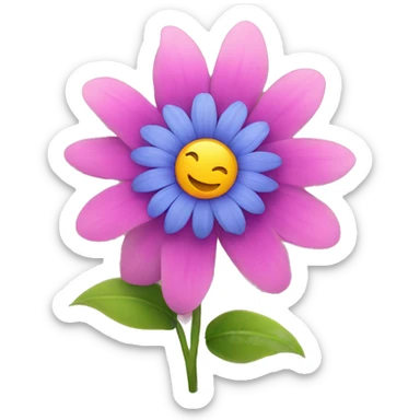 a flower with a planet sticker
