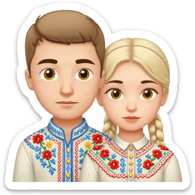 A Ukrainian girl in an embroidered shirt and a Ukrainian boy in an embroidered shirt sticker