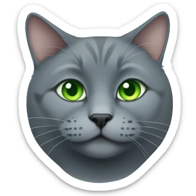 fat russian blue cat green eyes sticker