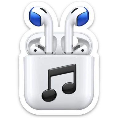 This emoji: 🎶, coming out an AirPod emoji sticker