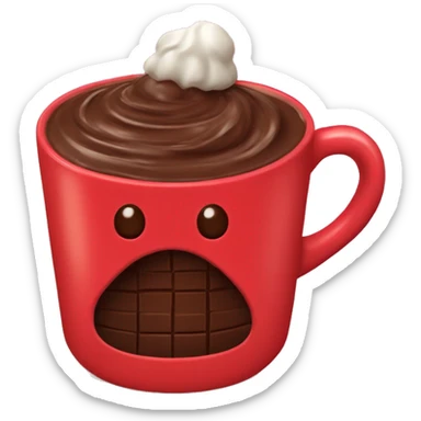 Taza roja con chocolate y malvaviscos sticker